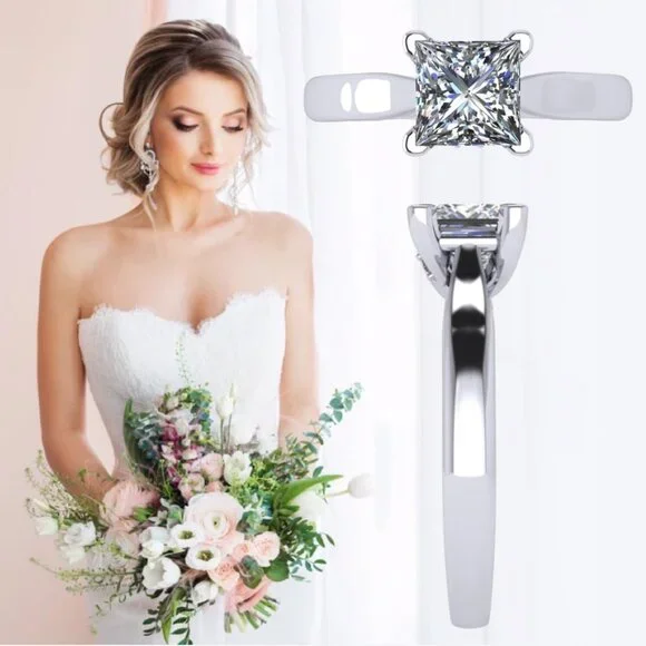 1to4ct Simulated Diamond Engagement ring Round-Princess-Cushion-Asscher Solitair - Picture 6 of 6